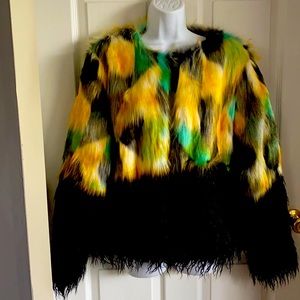 LANSHIFEI JACKET/COAT MULTICOLOR FAUX FUR